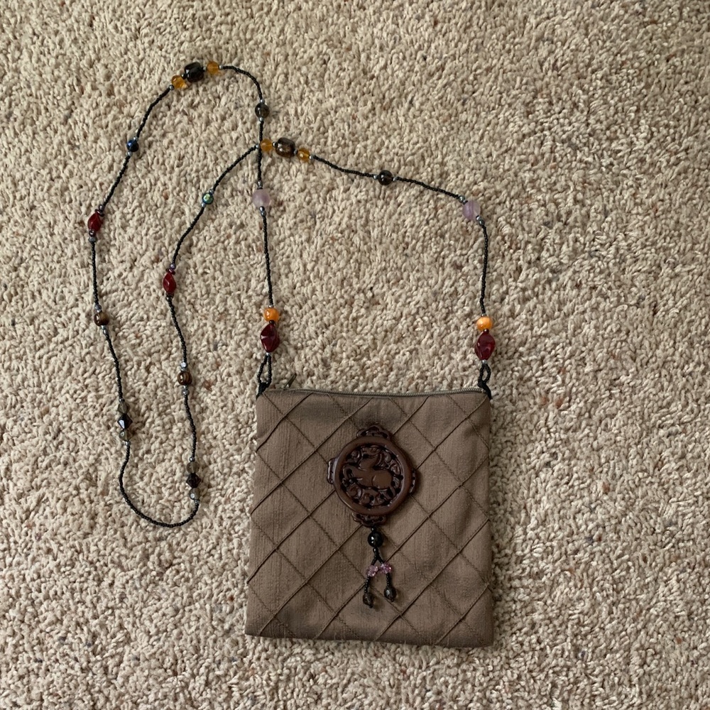Brand New Silk and Beaded Satchel Purse